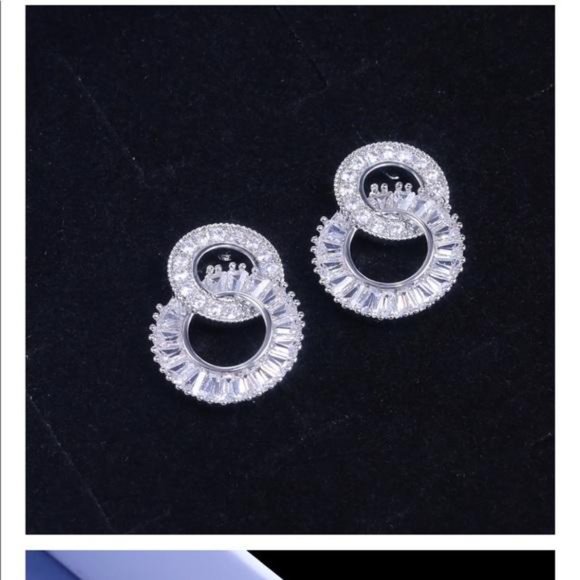 NEW 925 Sterling Silver Diamond Hoop Earrings - Picture 7 of 8